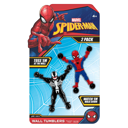 A los niños les encantará lanzar a Spiderman y Venom. Lanzalos para que se adhieran al techo, las paredes, las ventanas, las mesas y prácticamente cualquier superficie. ¡Simplemente tiralos a la pared y darán vueltas y vueltas, abriéndose camino por la pared! Trepa por las paredes, puertas corredizas de vidrio, ventanas y espejos.